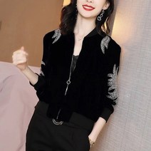 가죽 자켓 인조 코트 가을 바이크 여성유럽 패션 가을 벨벳 긴 소매 야구 장식 조각 코트 캐주얼 슬림 블랙 의류