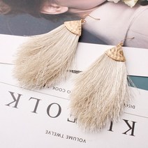 스플렌더 13 색 Boho 여름 화려 함 대형 프린지 귀걸이 여성 긴 술 성명 쥬얼리 도매, 06 Beige