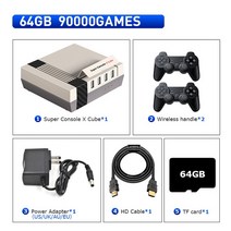 비디오게임기레트로 슈퍼 콘솔 X 큐브 미니/TV 비디오 게임 PSP/PS1/DC/N64 WiFi HD 출력 117000 + 내장 50, CUBE-64G-706W-2_AU