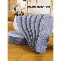족저근막염 신발 키높이 평발 기능성 깔창 3 쌍 Thicken Warm Insoles 통기성 부드러운 피부 친화적 인 남성 여성 Thermal Wool Felt Shoes 부츠 패, Gray-5 pairs_43-265MM