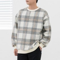키작은남자 오프 울 체크 맨투맨