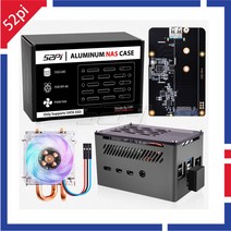 52Pi 알루미늄 브릭 케이스 블랙 인클로저 셸 로우 프로파일 아이스 타워 냉각 팬 및 M.2 Sata SSD (RPI 4, 한개옵션0