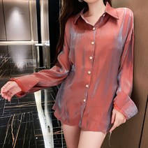 알리팡(Alipang) 여성 실크 새틴 셔츠 가을 긴소매 재킷 2컬러 S-XL 오피스룩 루즈핏 SL9314