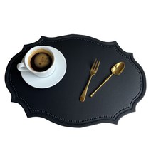 Huvafen 북유럽 방수 식탁매트 테이블매트, 블랙   x4pcs