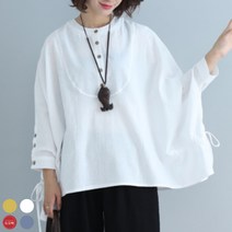 도오빠 여성 긴팔 티셔츠 린넨 셔츠 오버핏 긴팔티 빅사이즈 여자티셔츠_비로사