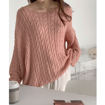 *인디핑크 당일배송* (여리여리) 박시 트위스트 입술넥 니트