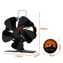 미니화목난로 미니 5 블레이드 열풍 난로 팬 벽난로 로그 우드 버너 에코 조용한 나무로그 스토브벽난로히터, [02] With Thermometer