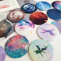 커스텀엑스 휴대용 원형 우주시리즈 예쁜 미니 손거울, 스페이스C(플라스틱), 1개