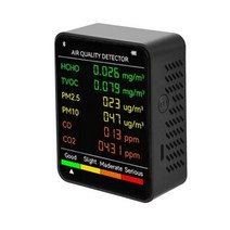 6 In 1 PM25 PM10 HCHO TVOC CO CO2 다기능 대기 오염 감지기 이산화탄소 포름 알데히드 모니터 LCD 흰색 검정색, CHINA, WHITE