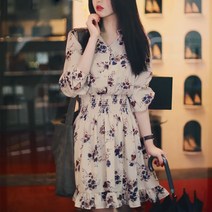 로로비 플라워 쉬폰 원피스 데일리 여성 봄 여름 가을 꽃무늬원피스 LS0519