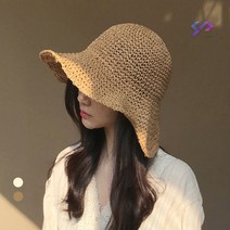 와이제이 밀짚모자 여름벙거지 왕골모자 플로피햇 라피아햇 여성모자 비치모자 와이드챙 YJK034E