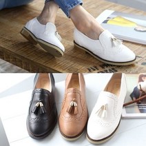 셀러허브 패션 [애슬릿] 스미 굽 여성 플랫 가죽 태슬 로퍼 2cm