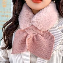 보들보들 쁘띠밍크 페이크 에코퍼 리본넥 니트머플러