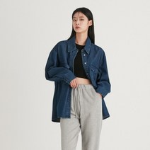 [랩] 소매 디테일 박시 데님 셔츠