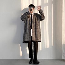 남성용 모직 체크 캐주얼코트 하늘비즈 A31 W734P239