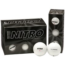 Nitro 맥시멈 디스턴스 비거리 골프공 12개 화이트, White
