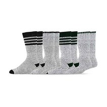 TeeHee Socks 895602 헤비 웨이트 재활용 면 겨울 보온 부츠 양말 멀티 페어 여성용 남성용, Large, 스트라이프-블랙/그린