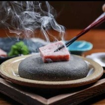 미니 천연 화산석 돌판 스테이크 돌 구이판 미니화로, 짙은 회색 직경 10cm, 1개