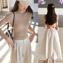 메이킹유 반팔 스웨터 여름니트 라운드넥 뒷트임 25656스웬니트