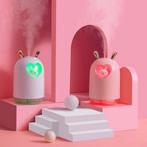 미니가습기 사랑스러운 토끼300ML 귀여운 애완 동물로맨틱 컬러 LED 램프 USB, 녹색 및 10 필터