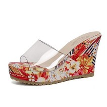 통굽슬리퍼 키높이슬리퍼 투명 힐 슬리퍼 여성 샌들 신발 숙녀 PVC 펌프스 웨딩 컴포트 파티