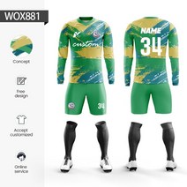 맞춤형 승화 100% 폴리에스테르 축구 유니폼 훈련 저지 세트 겨울 야외 긴팔, 07 WOX881, 1개