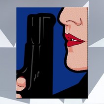 pop043 일러스트 팝아트 캣우먼 레드립 캔버스액자, 고급형유광전처리_XXL_37cm x 45cm