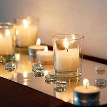 웨딩포 보티브 캔들 10개 & 투명 유리 캔들홀더 10개 세트 10 Votive Candles with Glass Candle Holder