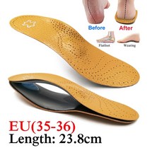 평발교정 아치깔창 기능성 패드 피트 용 가죽 정형 지원 정형 외과 신 밑창 남성 여성 다리, EU 35-36