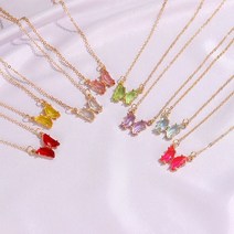 나비 목걸이 트렌드 다채로운 나비 목걸이 색 반짝 이는 스탈 나비 매력 선물 여성 패션