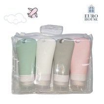 [60ml 4개] 열탕소독 실리콘 공병 세트 여행용 휴대용 수영장 샴푸 로션 화장품 소분 튜브 용기, 4개