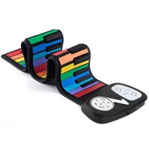 휴대용 49 키 실리콘 롤업 피아노 USB 35mm 잭 핸드 전자 오르간 내장 스피커 어린이용, 이스라엘+Black White