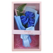비누꽃다발 비누꽃 기념일 조화 선물 졸업식 시뮬레이션 로즈 비누 선물 상자 목욕 꽃 꽃다발 발렌타인 데, 03 Dark Blue