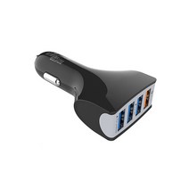DYNN 하이브리드 퀄컴 퀵차지 3.0 4포트 차량용 고속충전기, NX-379(블랙)