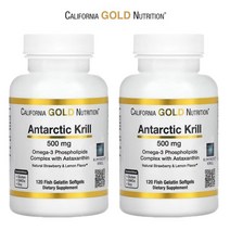 캘리포니아 골드 뉴트리션 크릴오일 오메가3 아스타잔틴 인지질 500mg 120정 2팩