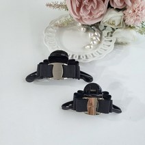 패션로고 금속장식 북골2단 리본 올림집게핀(특대/대사이즈)