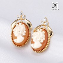 골드앤 14K 샤벳 까메오 귀걸이 YG