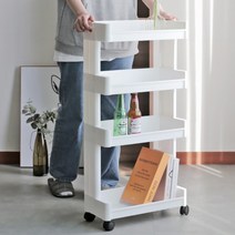 이동식선반 편리한 다용도 트롤리 3단 4단 무빙카트 미용실카트 수납 주방카트 웨건, 슬릿츠선반3단화이트