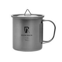 SNOW ROCK 덮개이 있는 400ml 티타늄 커피 머그 접을 수 손잡이 네트 백 캠프 컵 포터블 하이킹 여행 배낭 등산 야외, 450ML Mug with Lid