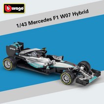 Bburago 1:43 SF1000 SF90 SF71H SF70H RB16B RB15 RB13 RB14 W10 F1 레이싱 포뮬러 자동차 정적 다이 캐, 02 F1 W07 Hybrid NO.6