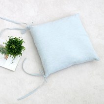 멜란 워싱 면 끈 달린 의자 방석 커버, 블루_무지