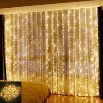크리스마스조명 커튼 LED 스트링 조명 크리스마스 장식 원격 제어 휴일 결혼식 화환 패어리 침실 야, 02 Warm White_03 3M(W) x 3M(H)