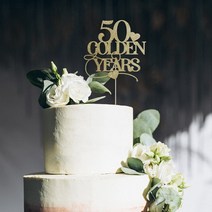 데코용품 케잌데코 결혼 기념일 파티 장식 골드 50 주년 케이크 토퍼 황금 년 약혼, [01] 17.5cm, [11] mirror silver