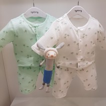 아가방 초특가 여름 베이비페어! 시원 7부 실내복 가로결 쟈가드 바람슝슝 칠부 상하세트! 시원햔 야자수그림이 뿅 무형광 7부 상하복! 땀많은 신생아 7부내복 필요해