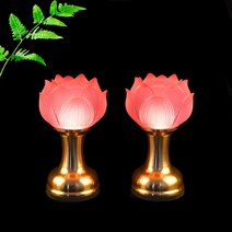 led 연등 연화등 usb 연화등불 재신등 불당 무드등 전등 법당 기도용 불등 화등 충전식 가정용, 중형 핑크 한 쌍