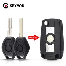 bmw키링 스마트키 bmw키케이스 keyyou for bmw car key case for bmw 1 3 5 6 7 시리즈 x3 x5 z3 z4 3 버튼 수정된 플립 키 fob, 수정된 hu58 블레이드