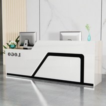 사무용 매장 계산대 테이블 안내 데스크 프론트 계산, 화이트+블랙 왼쪽 높음