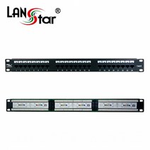 랜스타 19인치 CAT.6 24포트 LED 패치판넬 허브랙 서버랙 액세서리 LS-6PLB-24P19LED