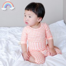 7부 50수 패턴 순면 스판 파자마 잠옷 봄 가을 배앓이방지 실내복 내복 아기 유아 아동
