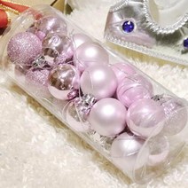 스투피드 크리스마스 트리 장식볼 4cm, 핑크, 24개
